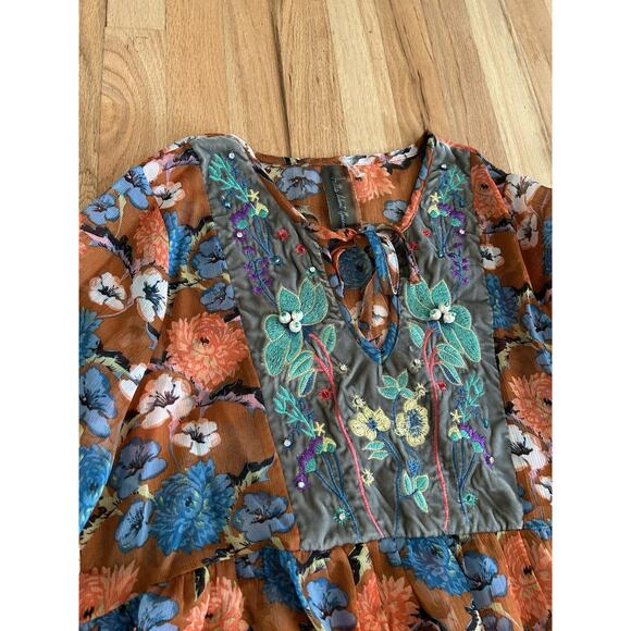 New Aratta Silent Journey Size XS Beautifully Detailed Long Sleeve Tunic Boho - Picture 5 of 13